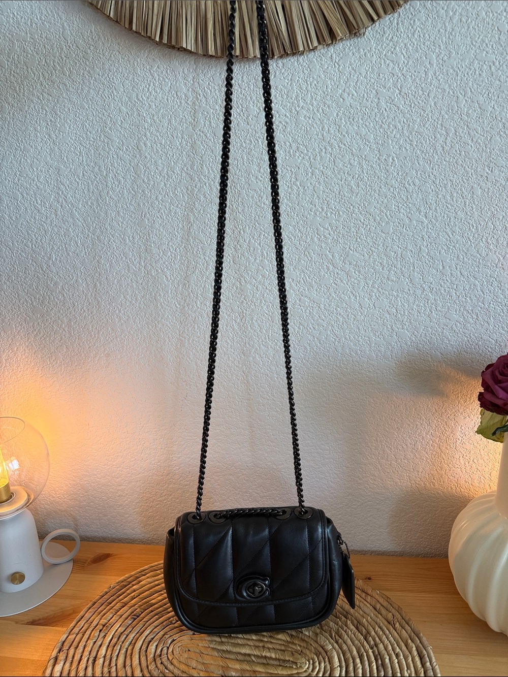 Coach Black Quilted Crossbody with Chain Top Handle - Picture 5 of 8